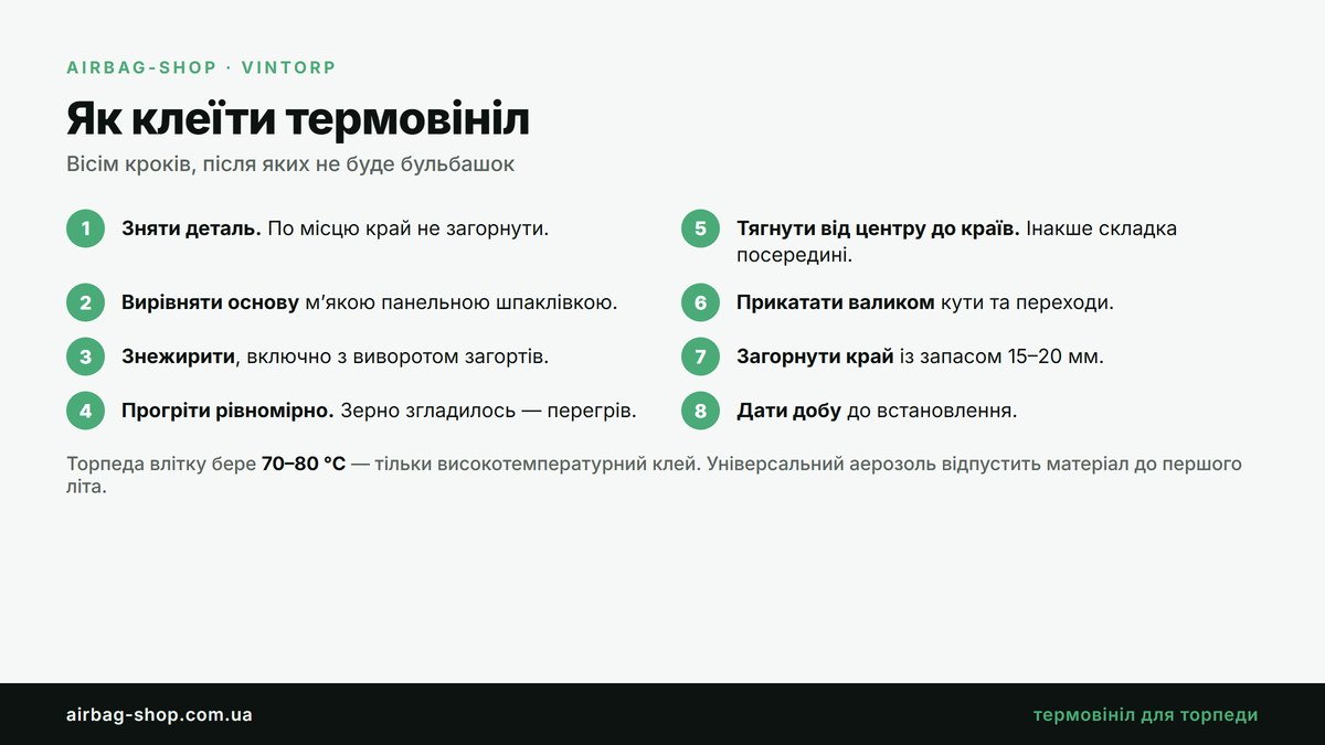 Як клеїти термовініл на торпеду: вісім кроків без бульбашок